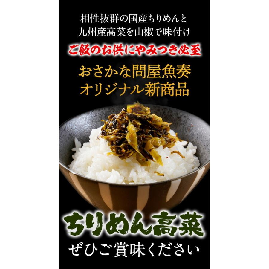 魚屋こだわりのちりめん高菜 90g×10パック 国産ちりめんと九州産高菜使用 ご飯のお供 仕送り 業務用 食品 歳末 お歳暮 年末グルメ 贈答 迎春 | おさかな問屋 魚奏 | 06