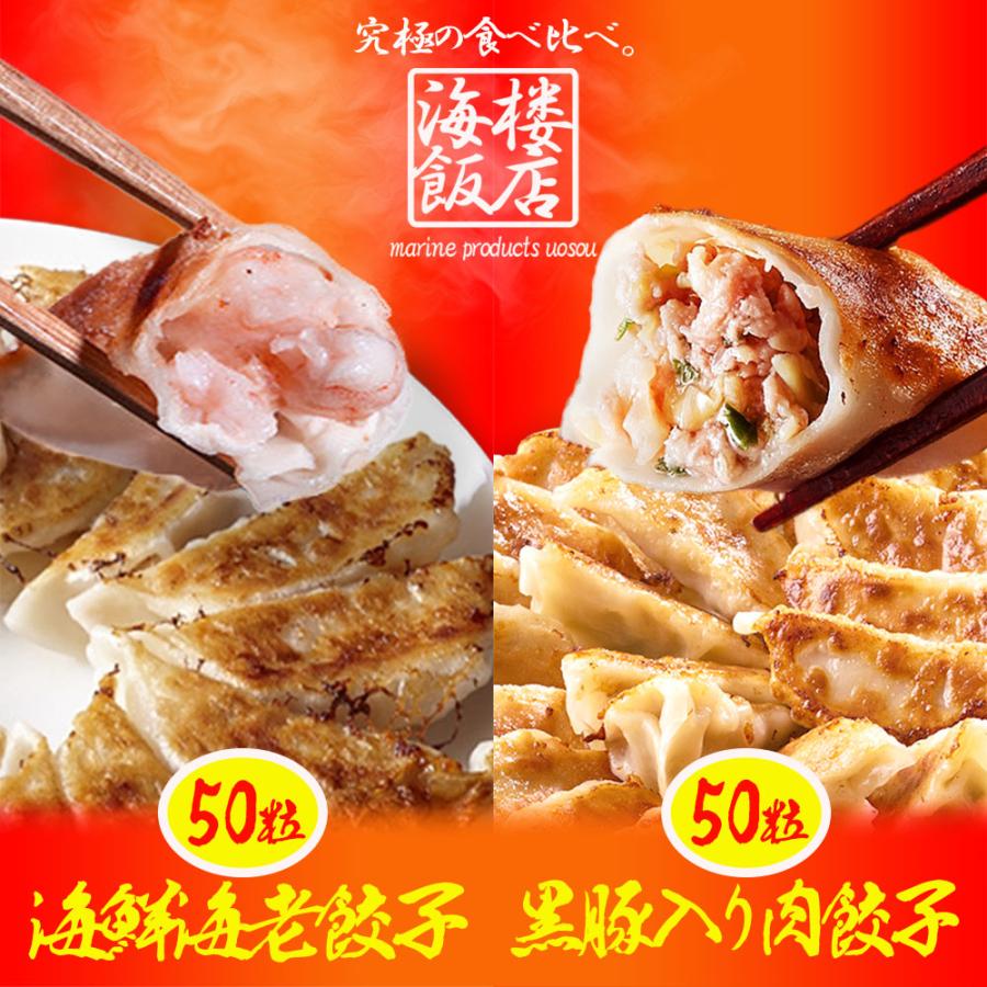 究極の 海老餃子 & 黒豚入り肉餃子 セット 100粒（各50粒づつ×2袋） 餃子 ぎょうざ ギョウザ 歳末 お歳暮 年末グルメ 贈答 迎春 | おさかな問屋 魚奏 | 01