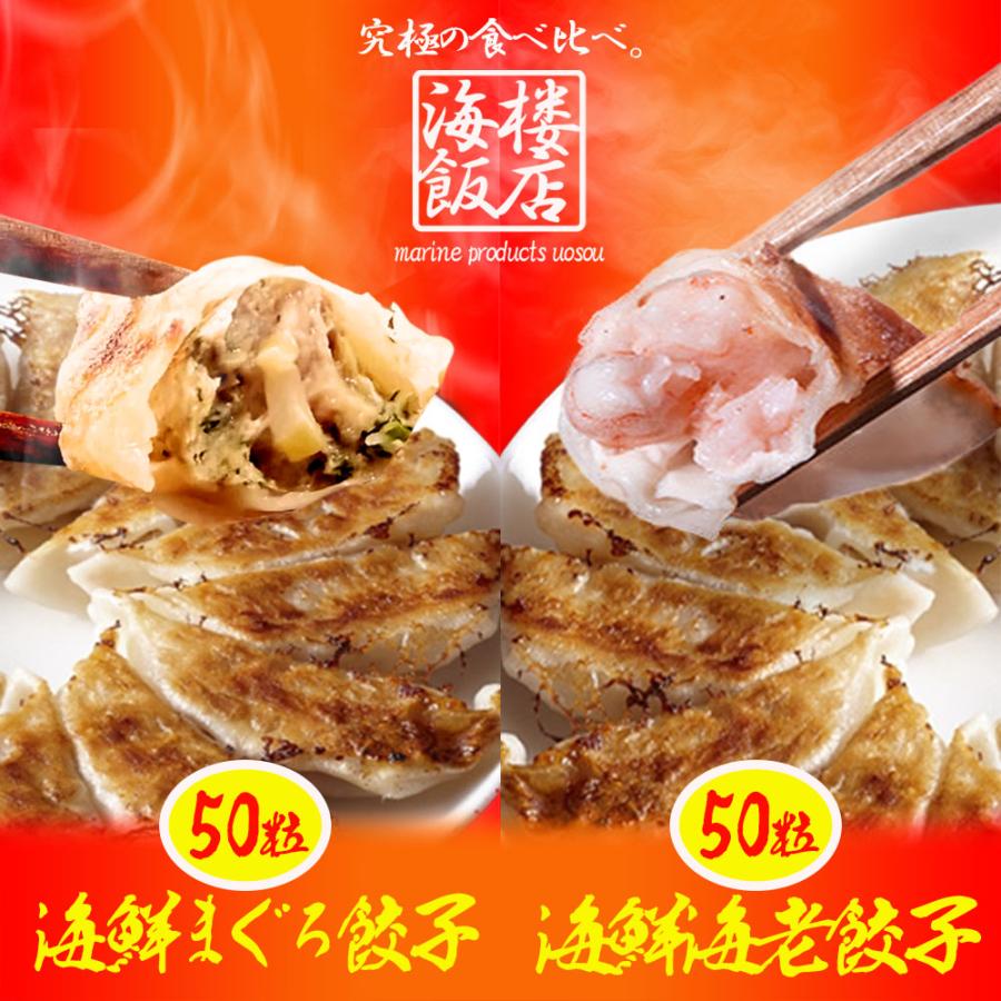 究極のまぐろ餃子 & 海老餃子 セット 100粒（各50粒づつ×2袋） 餃子 ぎょうざ ギョウザ 歳末 お歳暮 年末グルメ 贈答 迎春 | おさかな問屋 魚奏 | 01