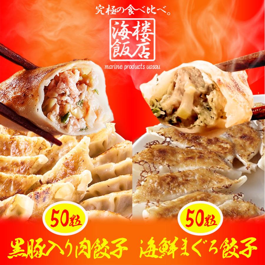 究極のまぐろ餃子 & 黒豚入り肉餃子 セット 100粒（各50粒づつ×2袋） 餃子 ぎょうざ ギョウザ 歳末 お歳暮 年末グルメ 贈答 迎春 | おさかな問屋 魚奏 | 01