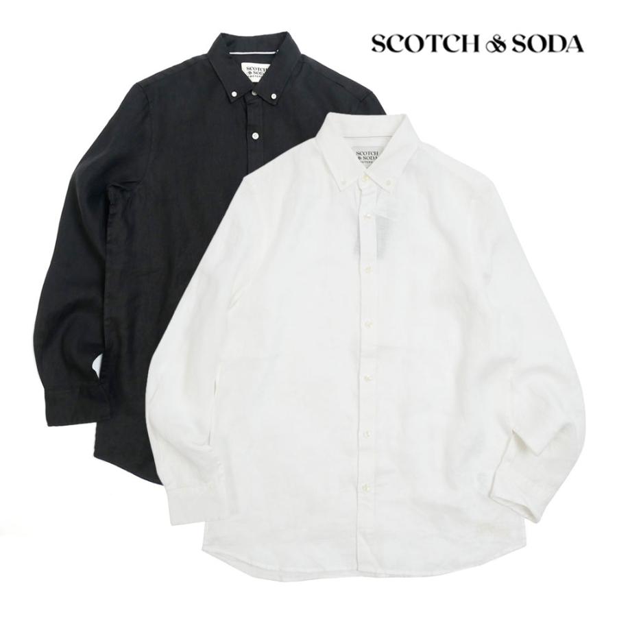 【10%OFFセール】SCOTCH&SODA スコッチアンドソーダ リネン シャツ メンズ 長袖 シャツ オフホワイト ブラック S M L XL 210-31403 | SCOTCH＆SODA