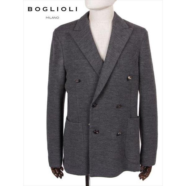 Boglioli ボリオリ 梨地編み 6b ダブルテーラードジャケット グレー