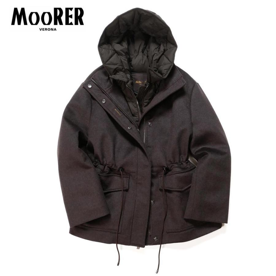 MOORER ムーレー ZERMATT-LE レディース フーデッド ダウンジャケット サファリジャケット ウール カシミア 358-41154 国内正規品｜up-avanti