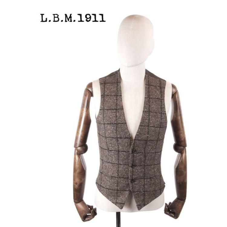 セール】L.B.M.1911 エルビーエム1911 ウール 3Bジレ ベスト チェック 