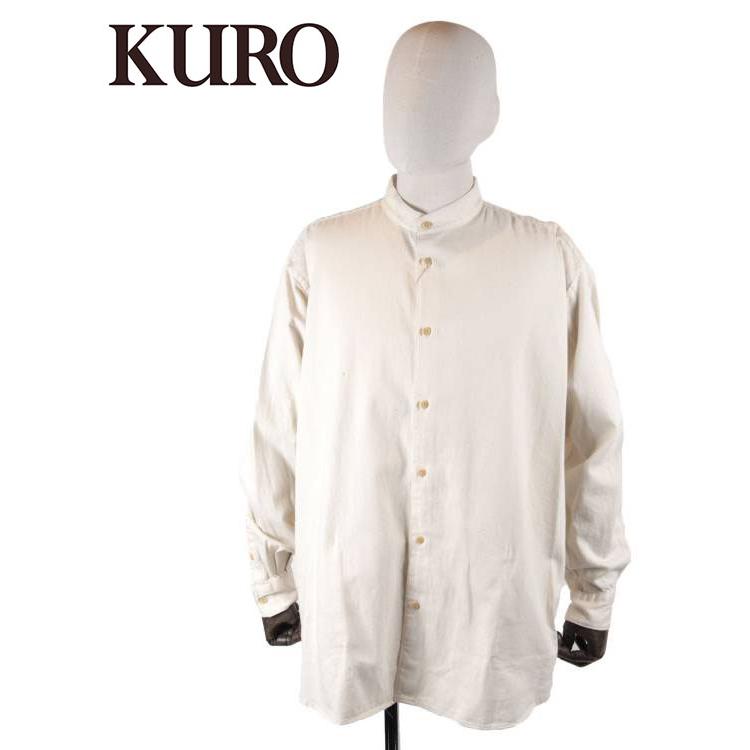 国内正規品】KURO クロ BAND COLLAR DENIM BIG SHIRT バンドカラー 