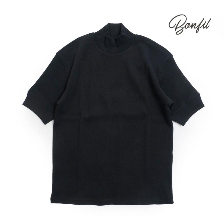 Bonfil ボンフィル モックネック 半袖 カットソー リブ Tシャツ 