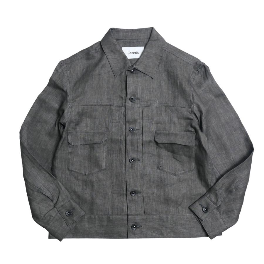 Jeanik ジーニック 2ndモデル Gジャンタイプ ジャケット リネン 墨染め S M L XL jeanik0102-linの画像