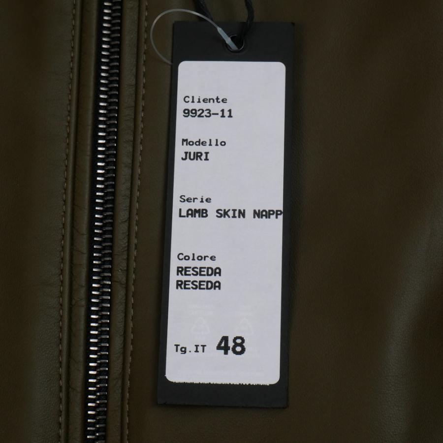 EMMETI エンメティ juri sp lamb skin nappa ユリ ナッパレザー ジャケット カーキ 本革 羊革 reseda 46 48の画像