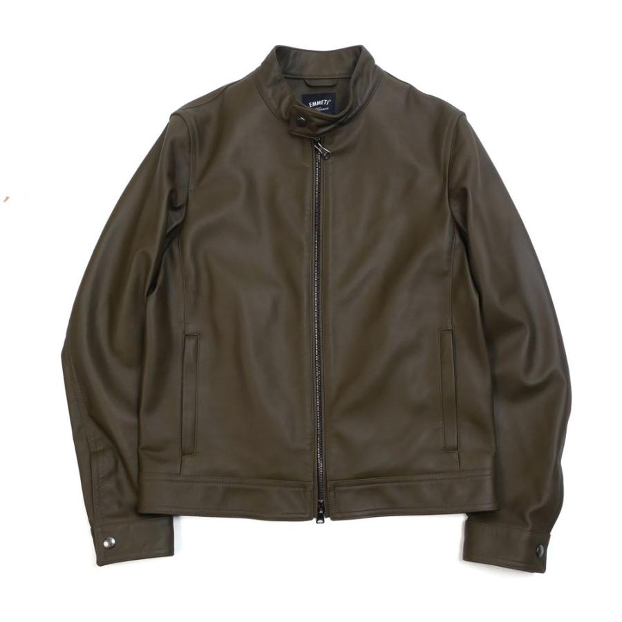 EMMETI エンメティ juri sp lamb skin nappa ユリ ナッパレザー ジャケット カーキ 本革 羊革 reseda 46 48の画像