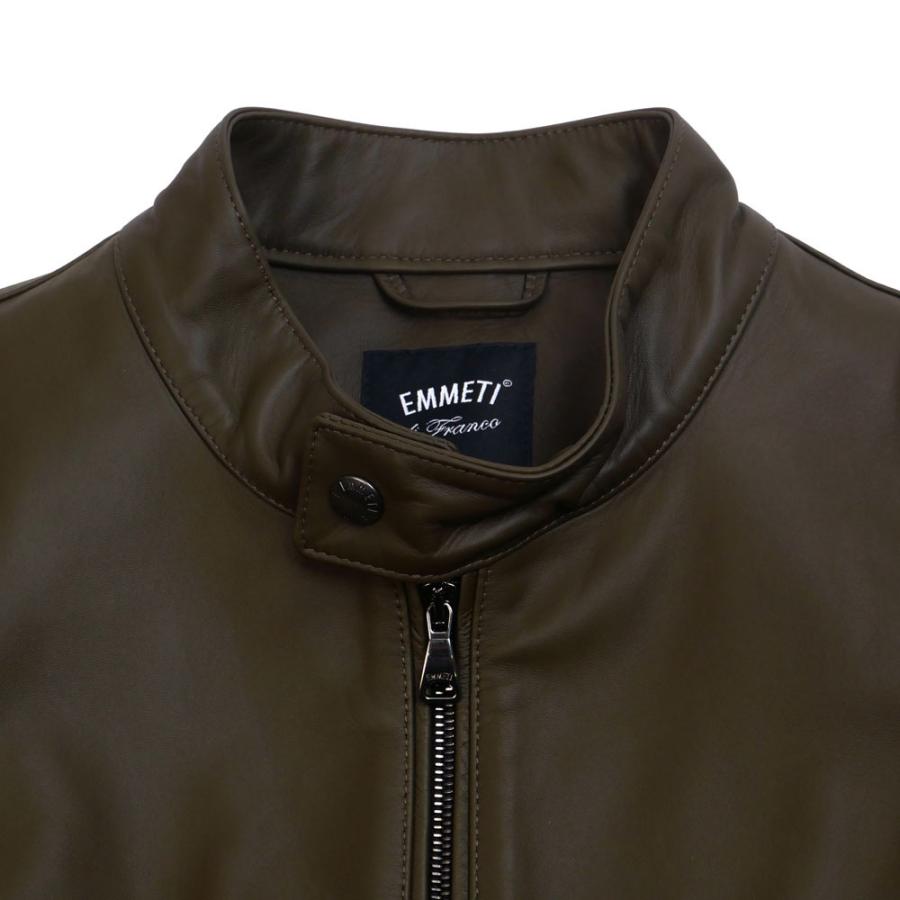 EMMETI エンメティ juri sp lamb skin nappa ユリ ナッパレザー ジャケット カーキ 本革 羊革 reseda 46 48の画像