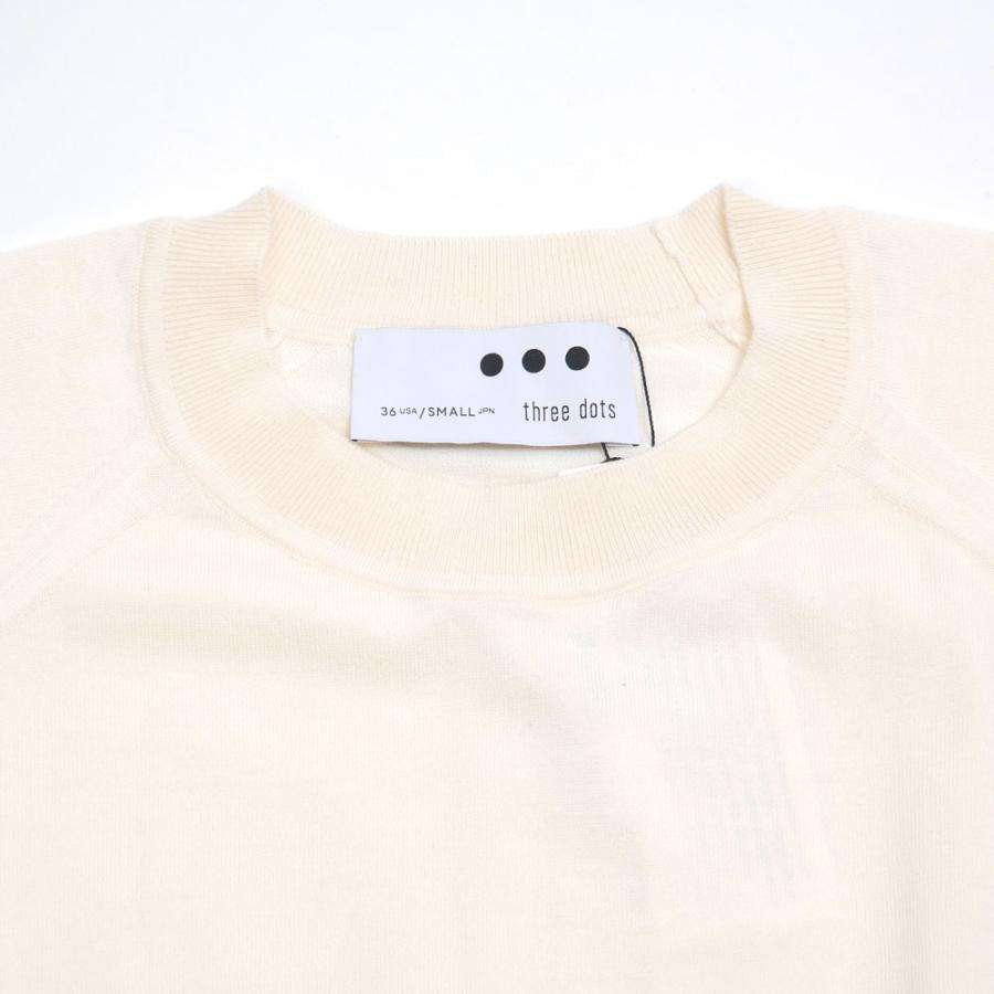 THREE DOTS スリードッツ 半袖 ニット Tシャツ エクリュ ボルドー S M L lk101m | three dots | 02