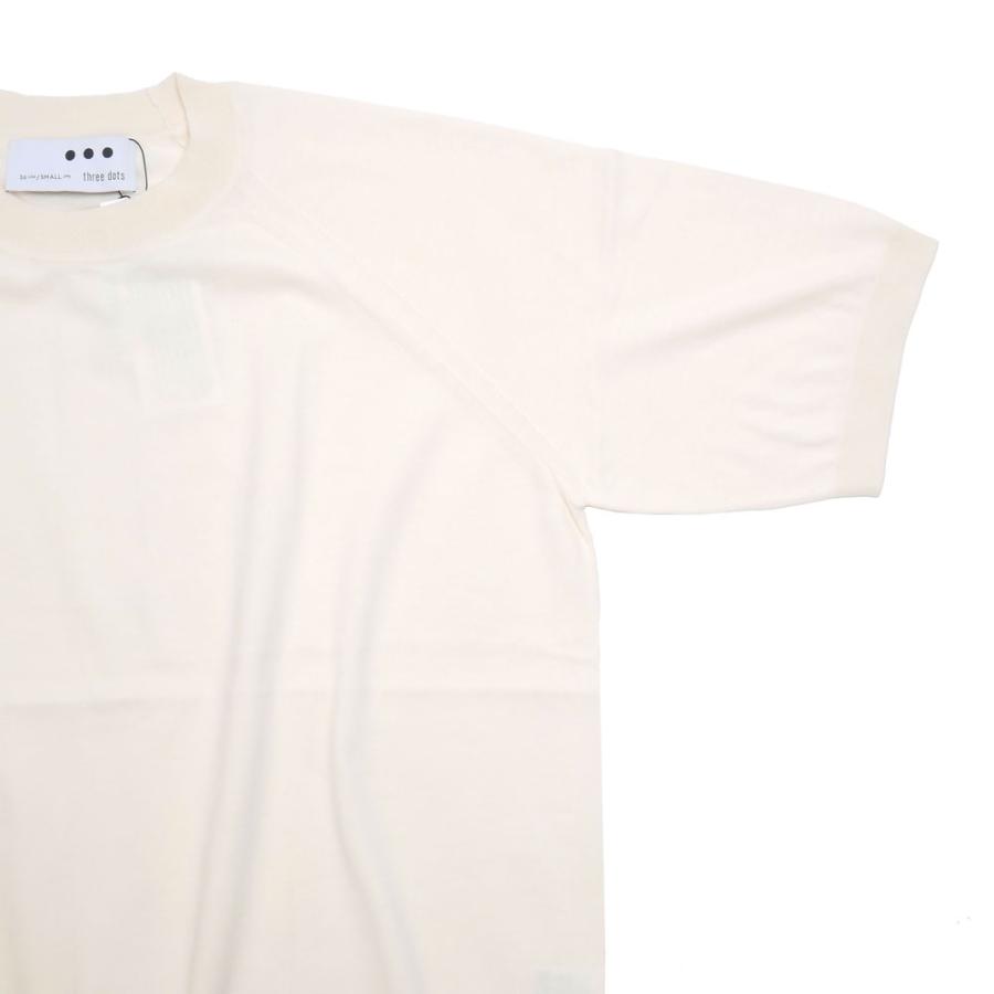 THREE DOTS スリードッツ 半袖 ニット Tシャツ エクリュ ボルドー S M L lk101m | three dots | 03