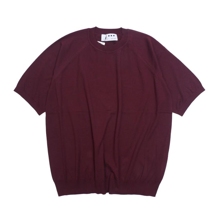 THREE DOTS スリードッツ 半袖 ニット Tシャツ エクリュ ボルドー S M L lk101m | three dots | 05