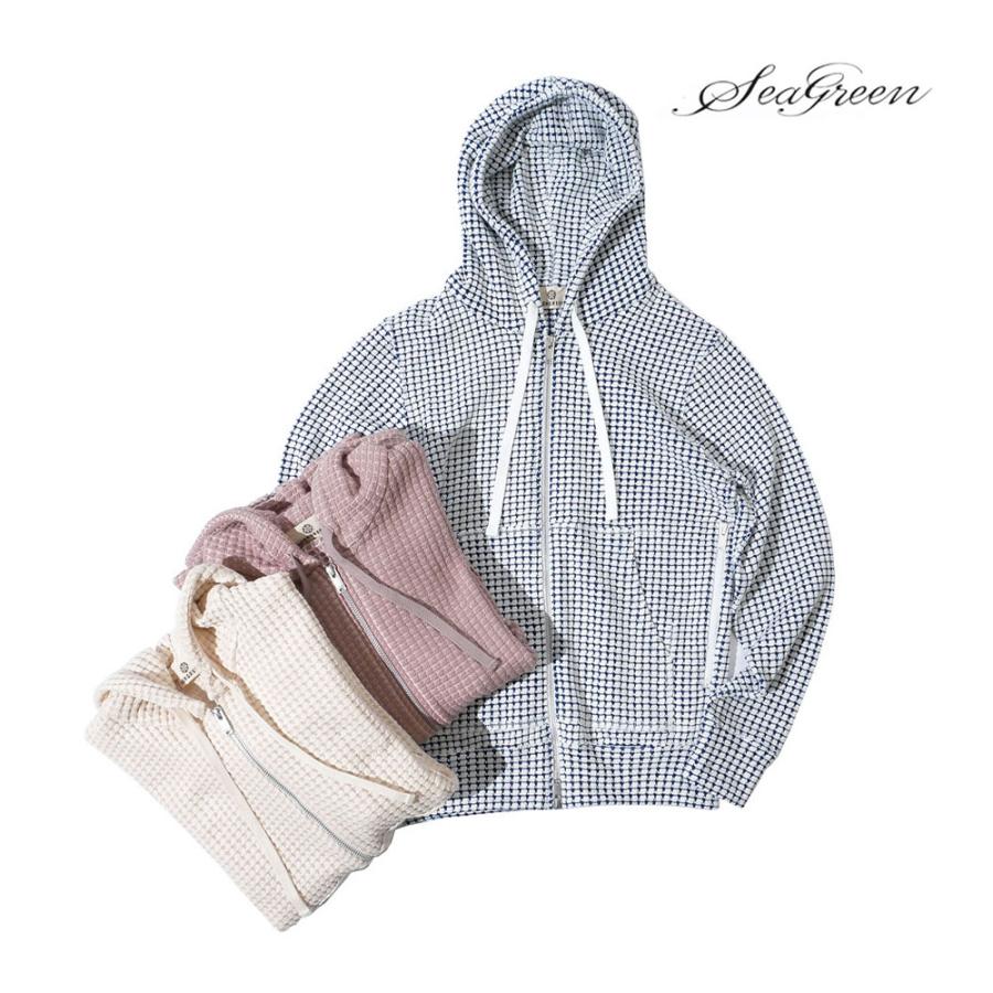 SEAGREEN（シーグリーン） メンズ オニ ワッフルパーカー ジップアップ