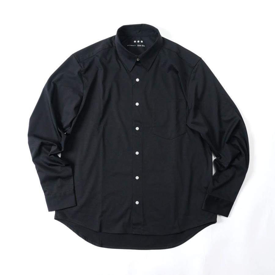 THREE DOTS スリードッツ メンズ シルキーペーパー コットン シャツ 長袖 ロングスリーブ ps212m ホワイト ブラック 2023-24AW 国内正規品 | three dots | 05