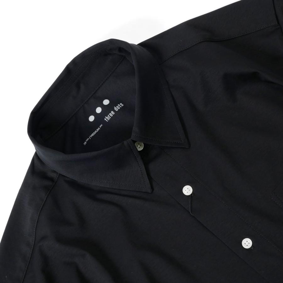 THREE DOTS スリードッツ メンズ シルキーペーパー コットン シャツ 長袖 ロングスリーブ ps212m ホワイト ブラック 2023-24AW 国内正規品 | three dots | 06