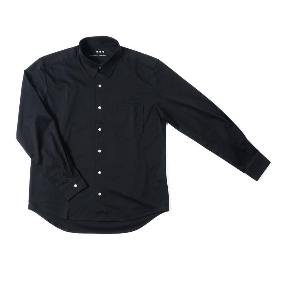 THREE DOTS スリードッツ メンズ シルキーペーパー コットン シャツ 長袖 ロングスリーブ ps212m ホワイト ブラック 2023-24AW 国内正規品 | three dots | 07