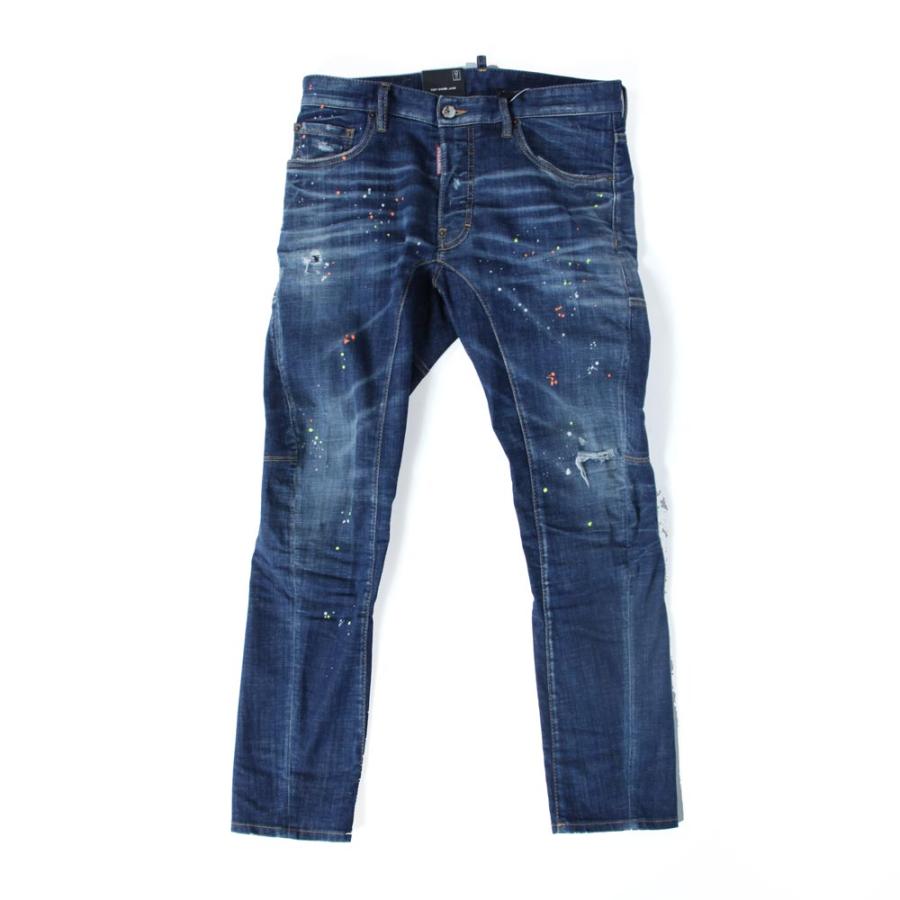 DSQUARED2 ディースクエアード メンズ デニムパンツ TIDY BIKER JEAN バイカー デニム テーパード スリム ヴィンテージ加工  s74lb1310 インディゴ 国内正規品