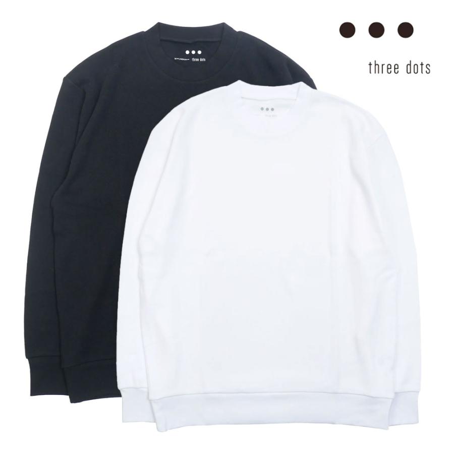 three dots（スリー ドッツ） スフレコットン クルーネック 長袖 