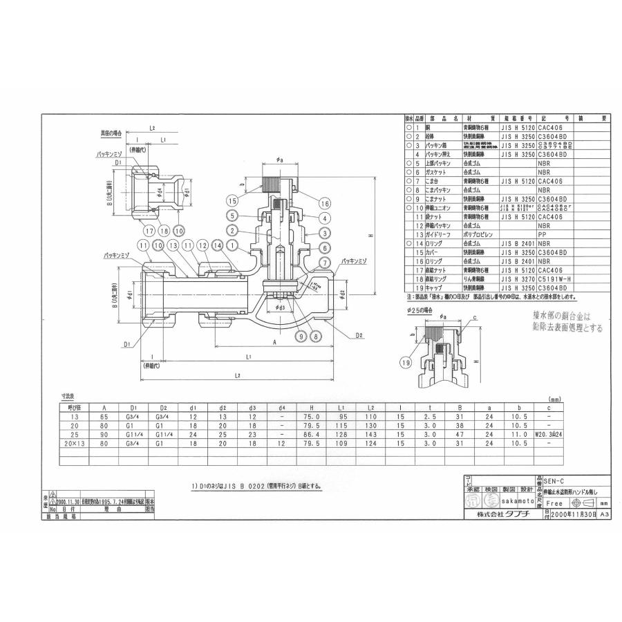 タブチ（TABUCHI） TBC TABUCHI 【23500131】 伸縮止水 盗防形ハンドル