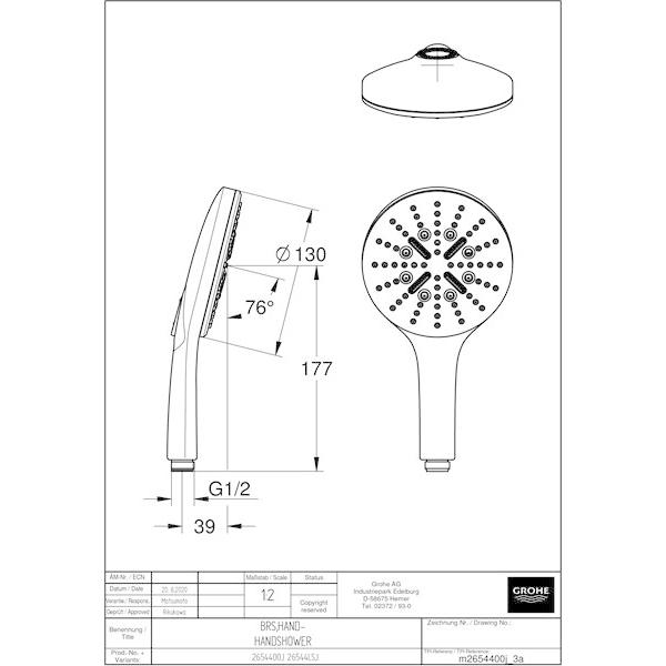 GROHE[グローエ]シャワー 【26 544 00J】 スマートアクティブ ハンドシャワー 130ラウンド【メーカー直送のみ・代引き不可・NP後払い不可】｜up-b｜02