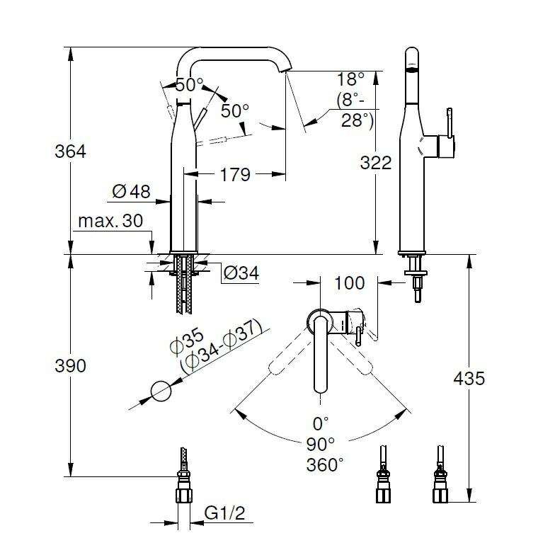 【直送商品】GROHE[グローエ] 【32 901 AL1J】 エッセンス・シングルレバー洗面混合栓（据置洗面器用・引棒なし）（ブラッシュドハードグラファイト）_1
