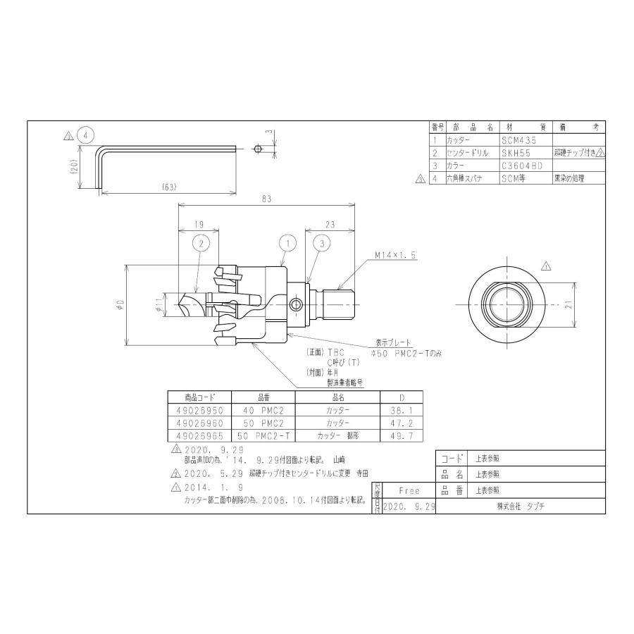 タブチ（TABUCHI） TBC TABUCHI 【49026950】 カッター M形電動穿孔機