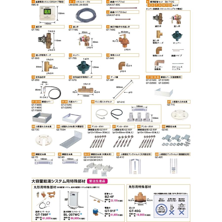 三菱（MITSUBISHI） 三菱電機 電気温水器【BA-T12G】別売部品 給湯専用 