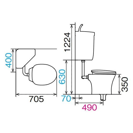INAX（イナックス） INAX LIXIL 便器【C-P13S】 左給水タンク【DT