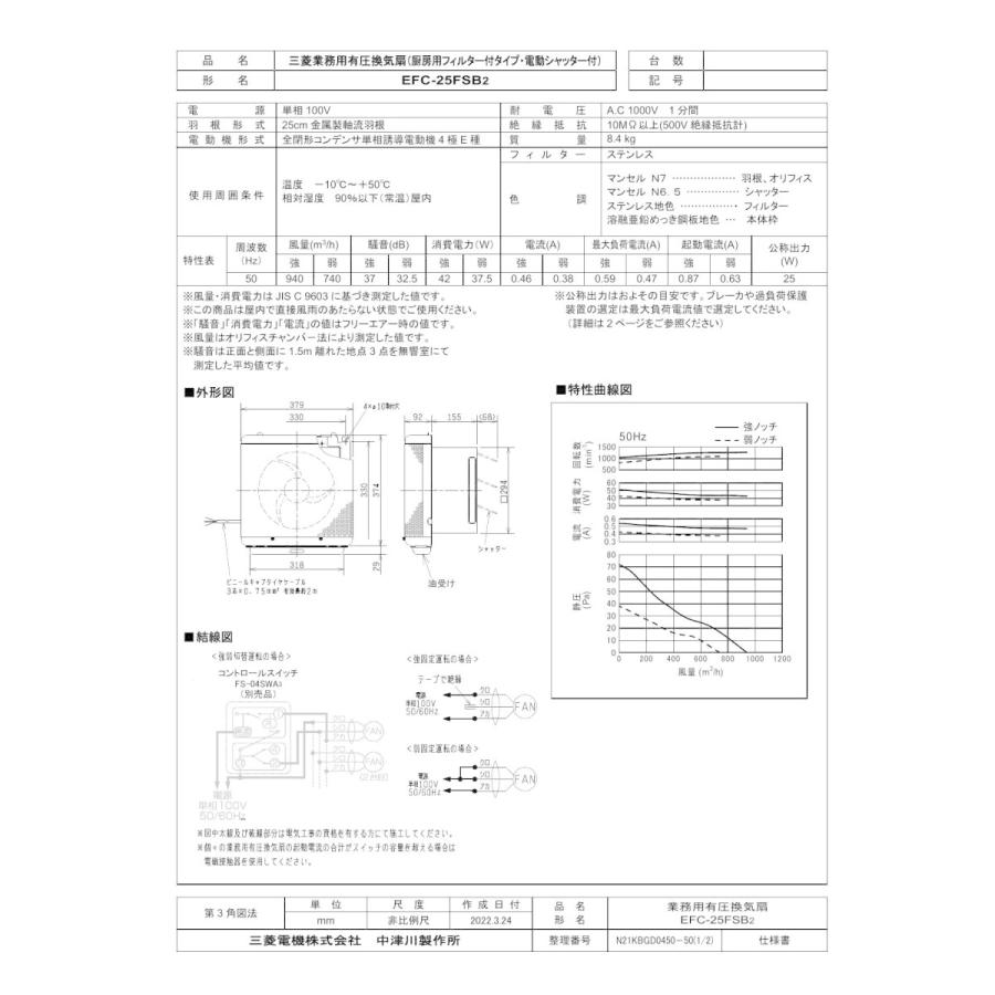 三菱 mitsubishi 換気扇 【EFC-25FSB2】 産業用送風機 [本体]有圧