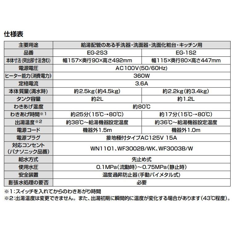 INAX LIXIL・リクシル 即湯システム【EGK-1S】 1Lタイプ セット