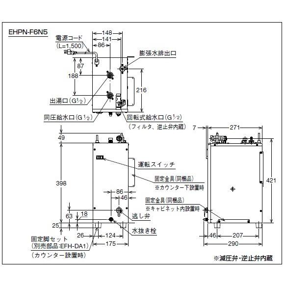 INAX INAX・LIXIL 小型電気温水器【EHPN-F6N5-FS1】ゆプラス INAX INAX・LIXIL 小型電気温水器【EHPN-F6N5-FS1】ゆプラス