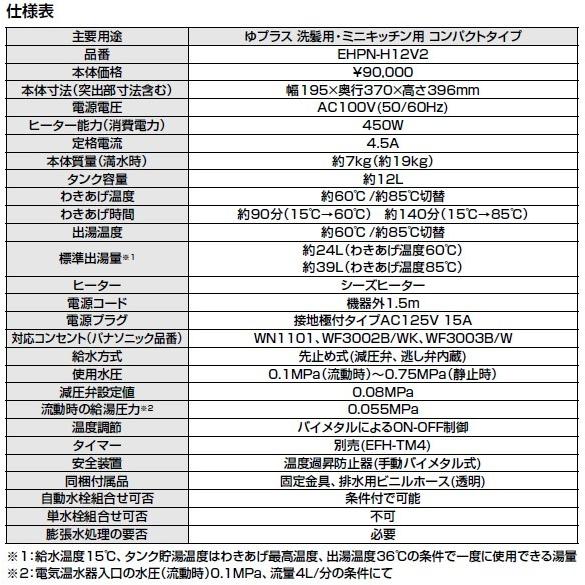INAX INAX・LIXIL 小型電気温水器【EHPN-H12V2】ゆプラス 洗髪用 INAX INAX・LIXIL 小型電気温水器【EHPN-H12V2】ゆプラス 洗髪用