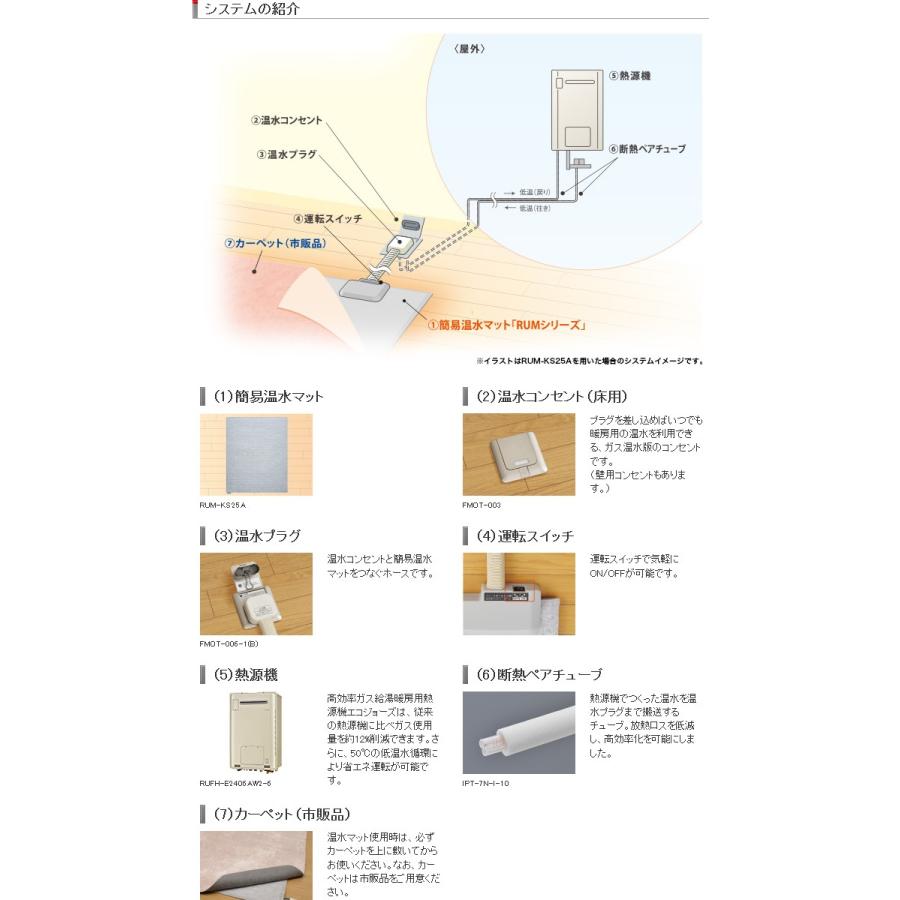 リンナイ（Rinnai） 簡易温水マット オプション【FMOT-006-3(B)】 温水