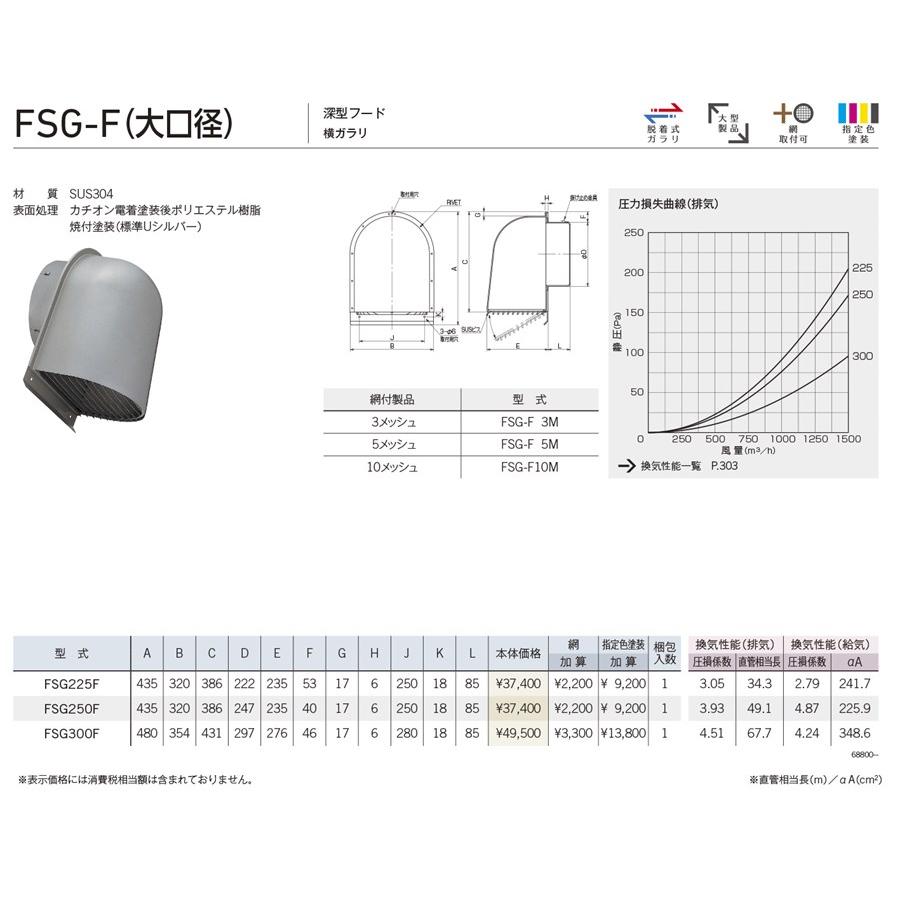 ユニックス 【FSG300F】 FSG-F(大口径) 屋外用製品 ステンレス製 パイプフード 深型フード 横ガラリ換気口 手配後キャンセル不可商品_1
