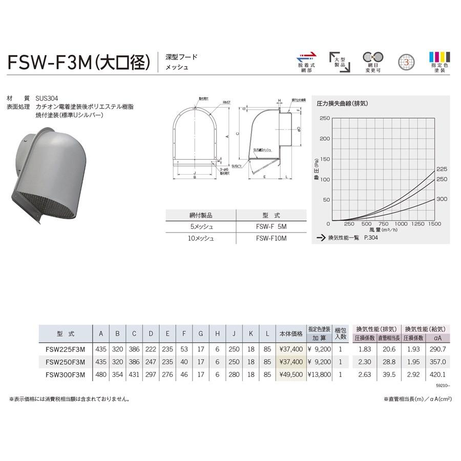 ユニックス 【FSW300F3M】 FSW-F3M(大口径) 屋外用製品 ステンレス製 パイプフード 深型フード メッシュ換気口 手配後キャンセル不可商品_1