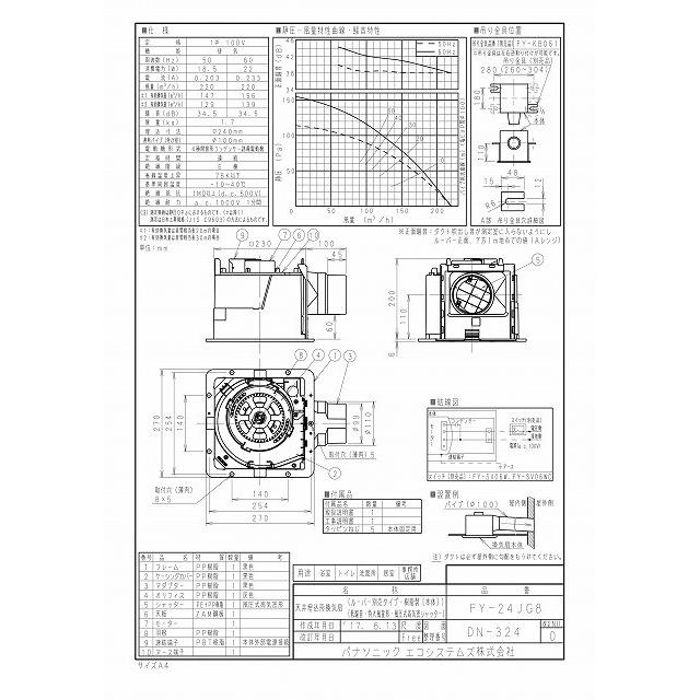 Panasonic（パナソニック） 換気扇【FY-24JG8】天埋換気扇（低騒音形