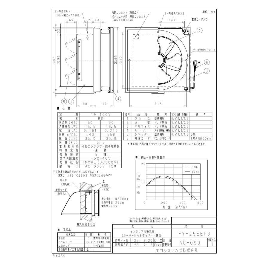 パナソニック Panasonic 換気扇 【FY-25EEP6】 インテリア形