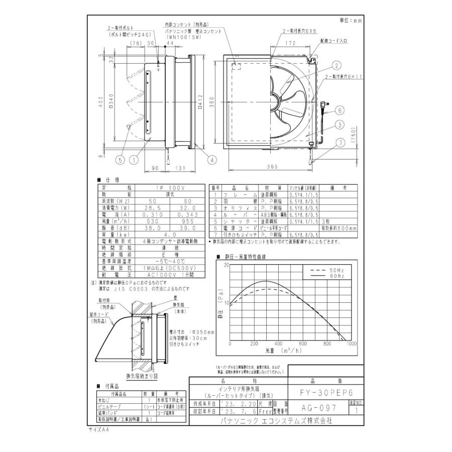 パナソニック Panasonic 換気扇 【FY-30PEP6】 インテリア形換気扇