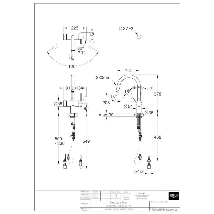 GROHE[グローエ] 【JPK 61803】ミンタ・浄水器一体型シングルレバー