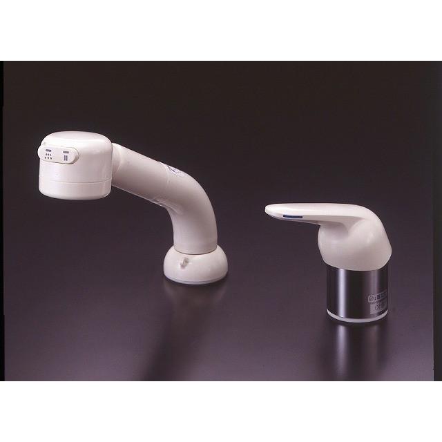 ミズタニバルブ 洗面用水栓 2穴台付シングルレバー水栓(シャワ