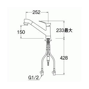 三栄水栓[SANEI]【K87121ET6JV-13】 シングル混合栓（ファインバブル付） 混合栓 ワンホールシングルレバー式_1