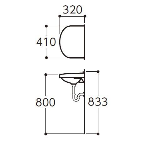 TOTO 手洗器セット 壁掛手洗器:L30D 給水栓:TL19AR 止水栓(床給水) TL4D1FU 取付金具:TL220D 床排水金具:T22BSの画像