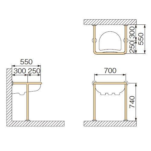 ミヤコ MIYAKO MB160HS洗面器・室内用便器器覆いかぶせる手摺り【MB160HS】大きさ 34同じよう 室内用便器配管工事部材 庭、ガーデニング-散水、水栓、水周り