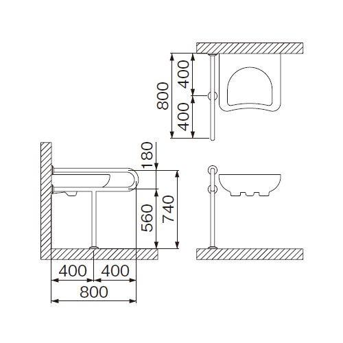 ミヤコ MIYAKO MB177S洗面器・手洗器手摺【MB177S】寸法 32・34共通 トイレ配管部材