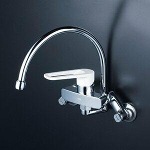 KVK  スワン型パイプ　シングルレバー式混合栓　寒冷地対応　キッチン用水栓 ＞ 壁付シングルレバー