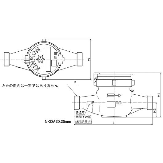 アズビル金門株式会社 NKDA-20 直読式水道メーター 複箱型接線流羽根車