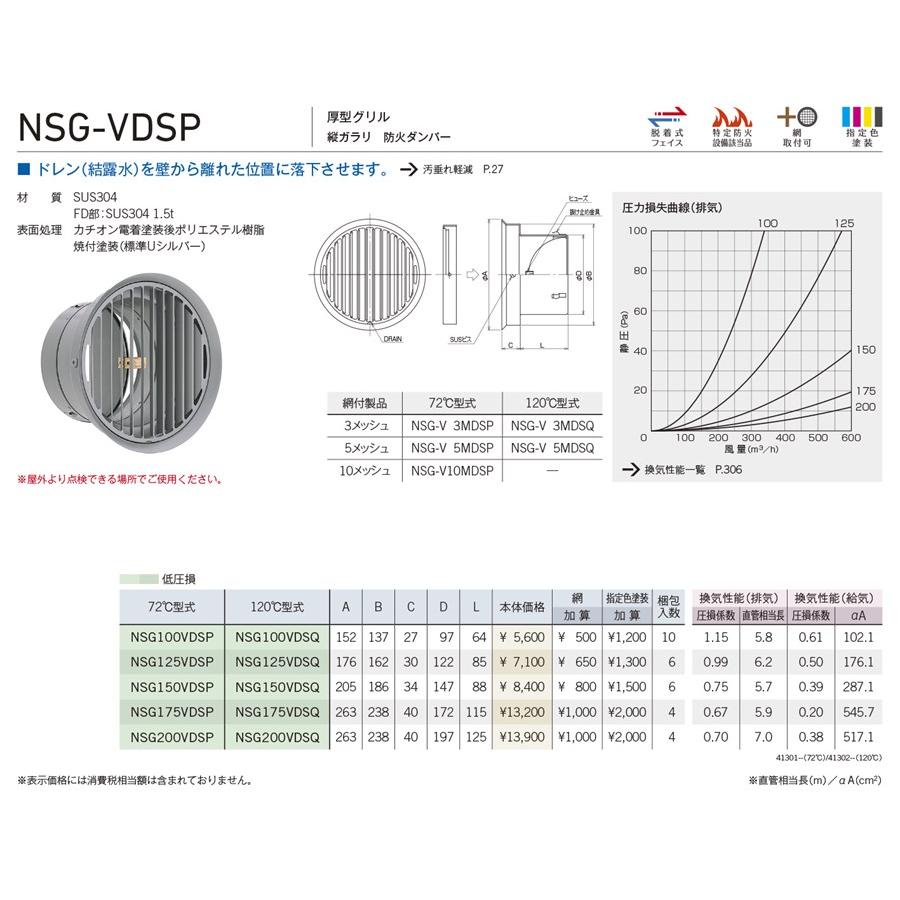 ユニックス 【NSG200VDSP】 NSG-VDSP 屋外用製品 ステンレス製 グリル 厚型グリル 縦ガラリ 防火ダンパー 72℃型式 換気 ...