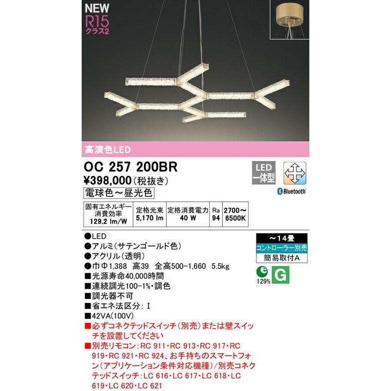 ODELIC オーデリック シャンデリア 【OC257200BR】【OC 257 200BR