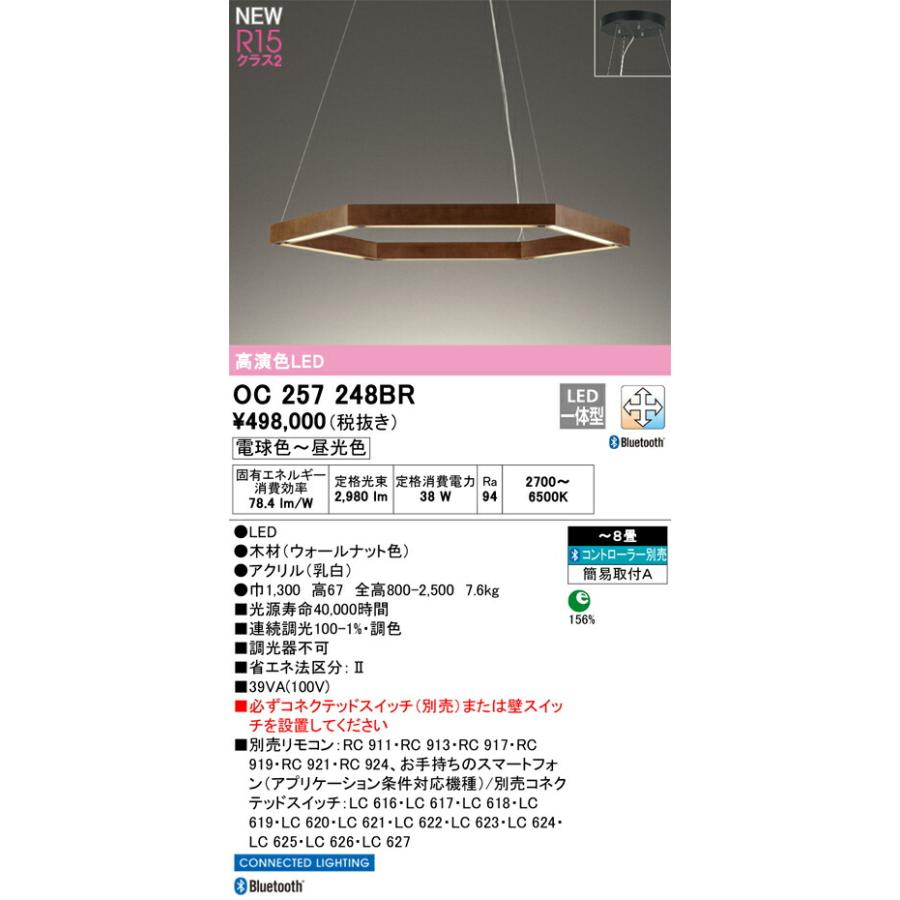 オーデリック シャンデリア 和 【OC257248BR】【OC 257 248BR